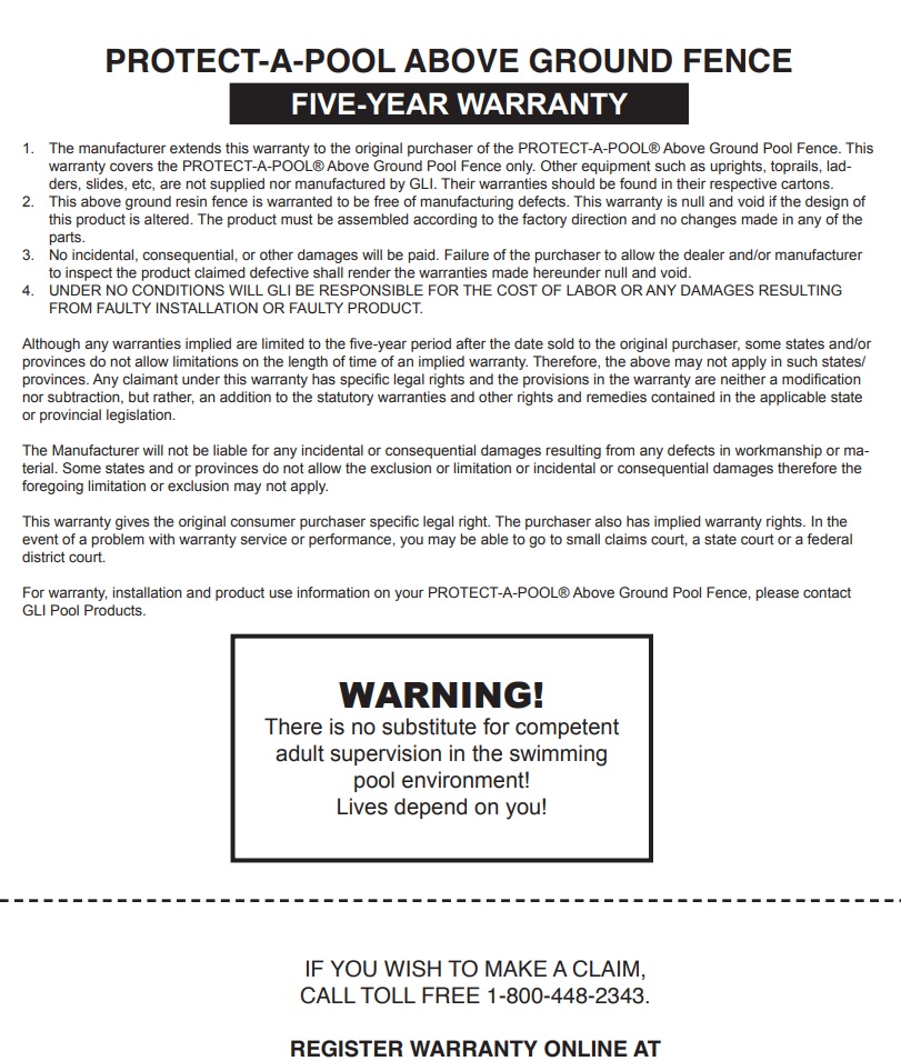 ﻿GLI Protect-A-Pool Above Ground Fence
